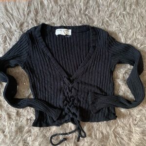 Urban Outfitters Black Lace Up Crop Top